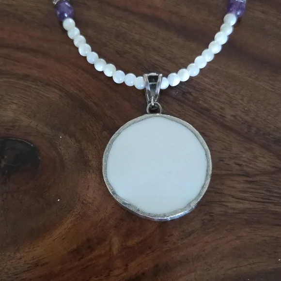 Broken China Flower Necklace 20 Inches - Picture 5 of 7